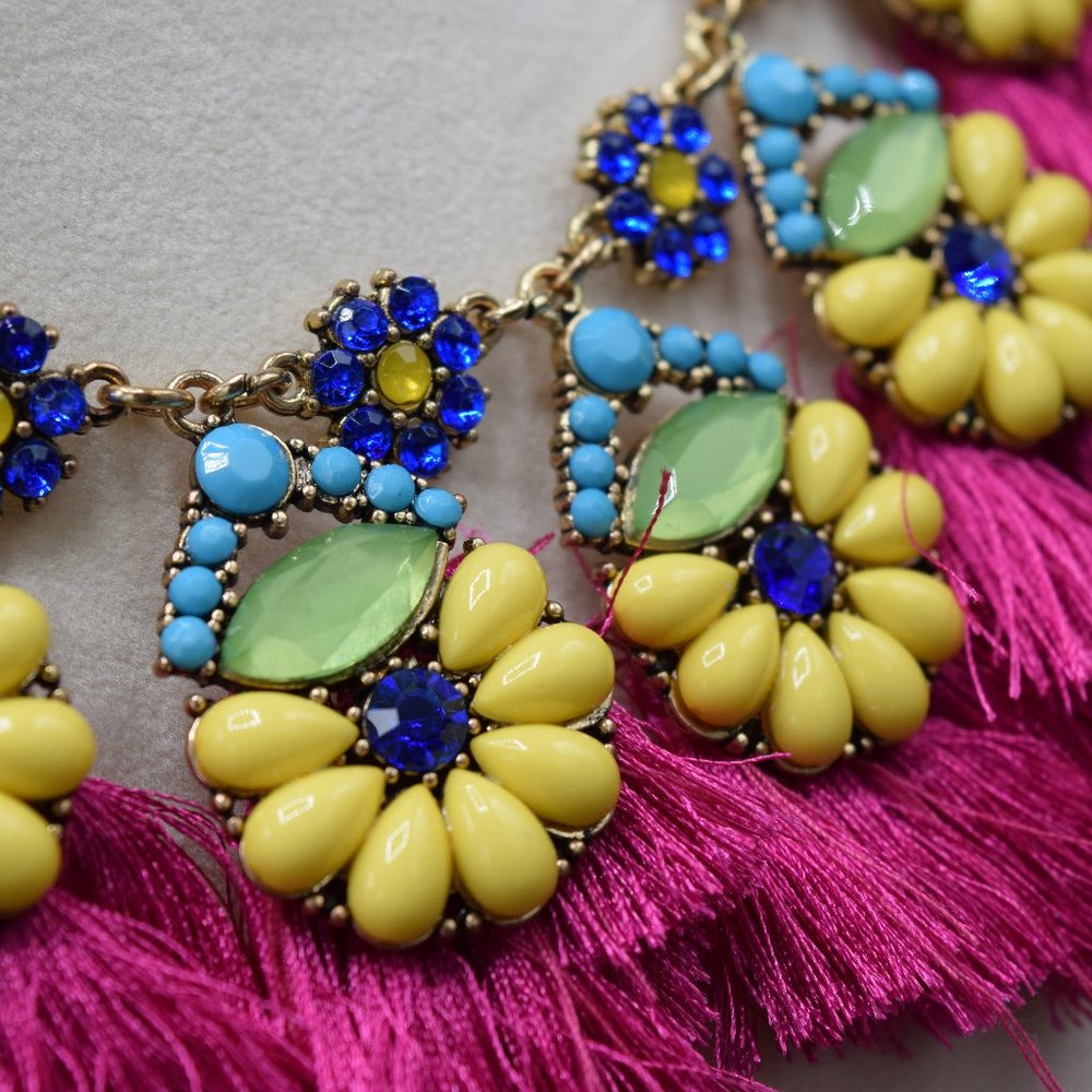 I.N.C. Multicolor Bead Flower & Tassel Nec…